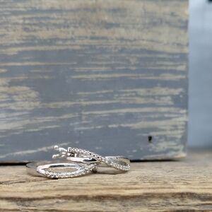 Elegant Signed BR KRN Silver And Diamond Earrings Hoop Earrings